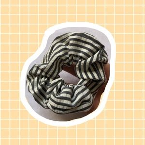 White and Grey Striped Handmade Scrunchies
